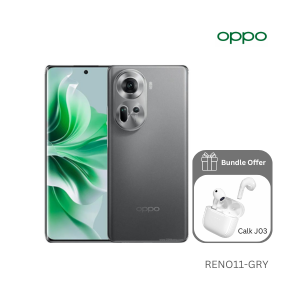 Oppo RENO11 5G 6.7 12GB - 256GB Cam 50+32+8 - 32MP - Grey | With Free Calk Wireless Earbuds - J03 - White